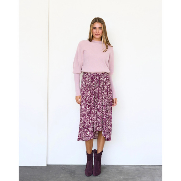 NWT Ba&sh Lenny Midi Skirt Raisin Size 2 - Picture 5 of 16